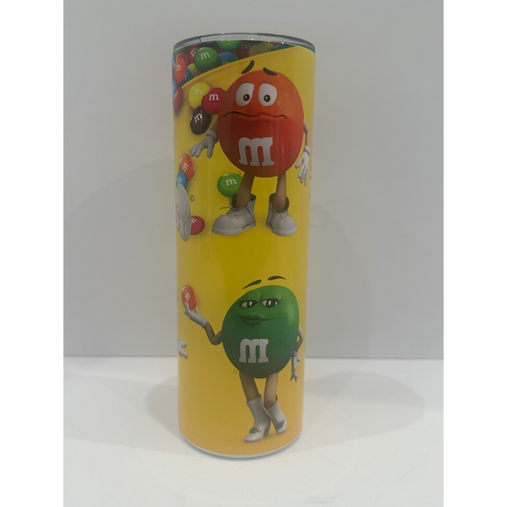 M&Ms Characters Yellow Skinny Tumbler Stainless Steel Travel Mug with Lid